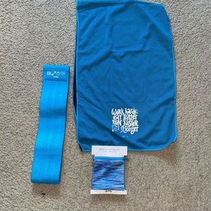 cooling towel, waist belt, and wrist wallet